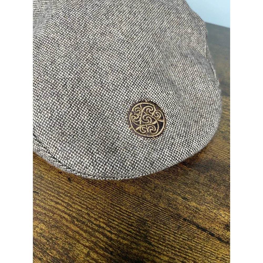 Patrick Francis Irish YOUTH‎ L Flat Cap Brown Tweed Newsboy Hat Wool Blend